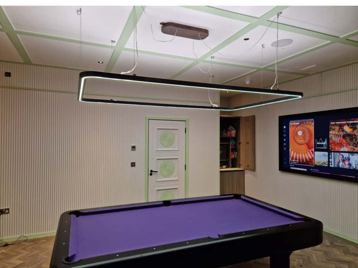 Led perimeter light for bliilard pool table suspended and camera mountable 