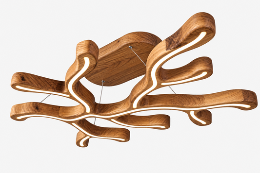 IVYLUX solid walnut LED pendant light with direct and indirect lighting