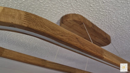 Oak Wood Modern Ceiling Led Light, Handcrafted Alexa Integrated Direct Indirect Light